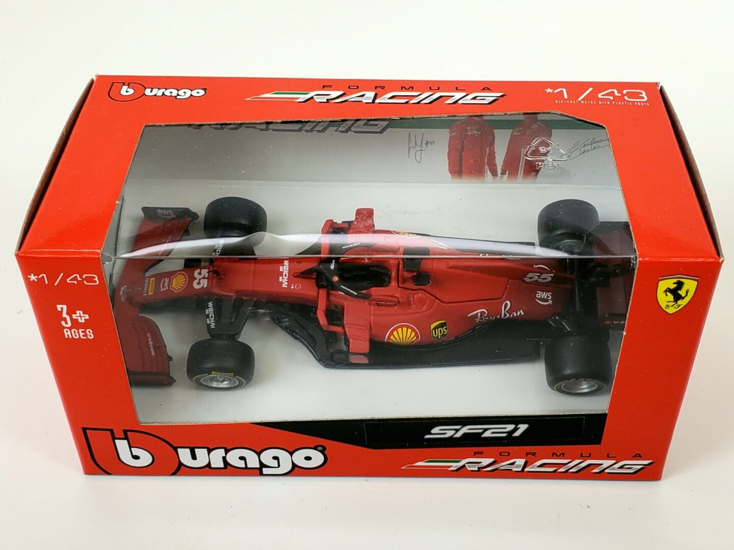 1:43 BGO 2021 Carlos Sainz #55 Ferrari SF21 Diecast By Burago - Guts Wear