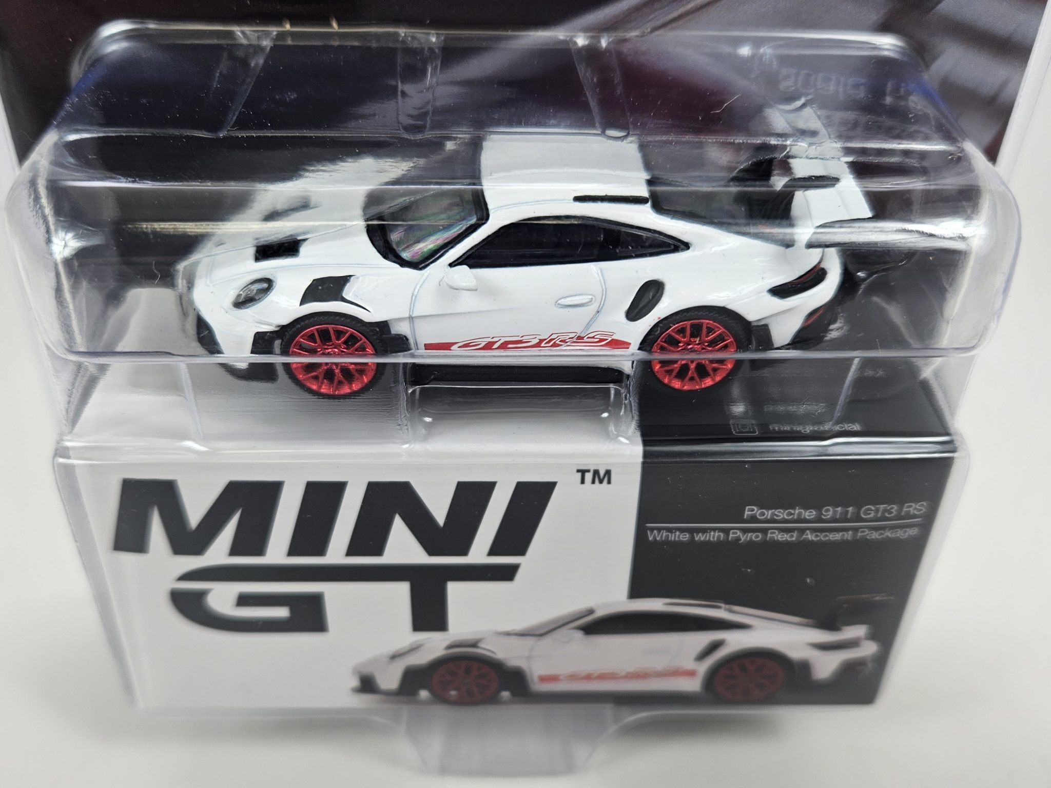 1:64 MGT Porsche 911 GT3 RS White with Pyro Red Accents Diecast by Mini ...