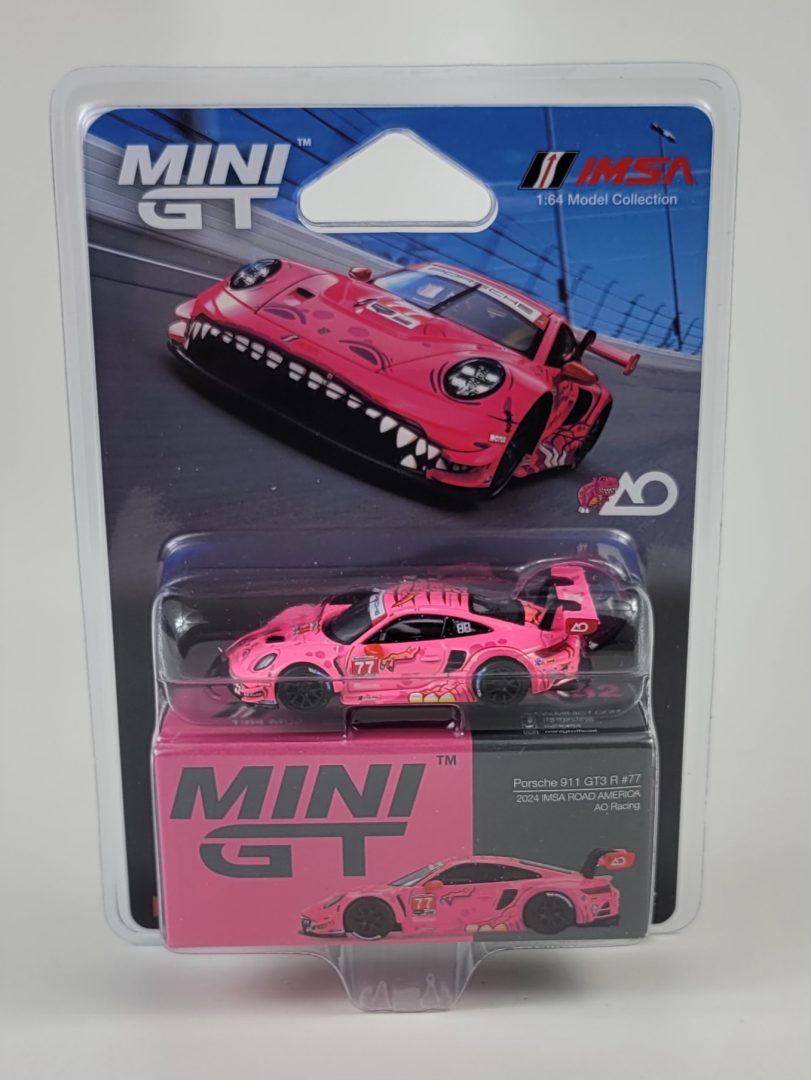 1:64 2024 MGT #77 AO Racing Roxy Road America Porsche 911 GT3 R Diecast by Mini GT