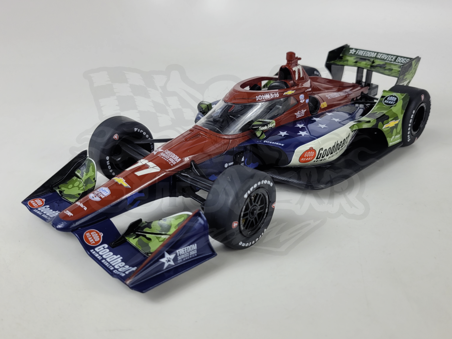 1:18 IXO 2026 Sting Ray Robb #77 Goodheart Animal Health Center Juncos Hollinger Racing Chevrolet IndyCar Diecast