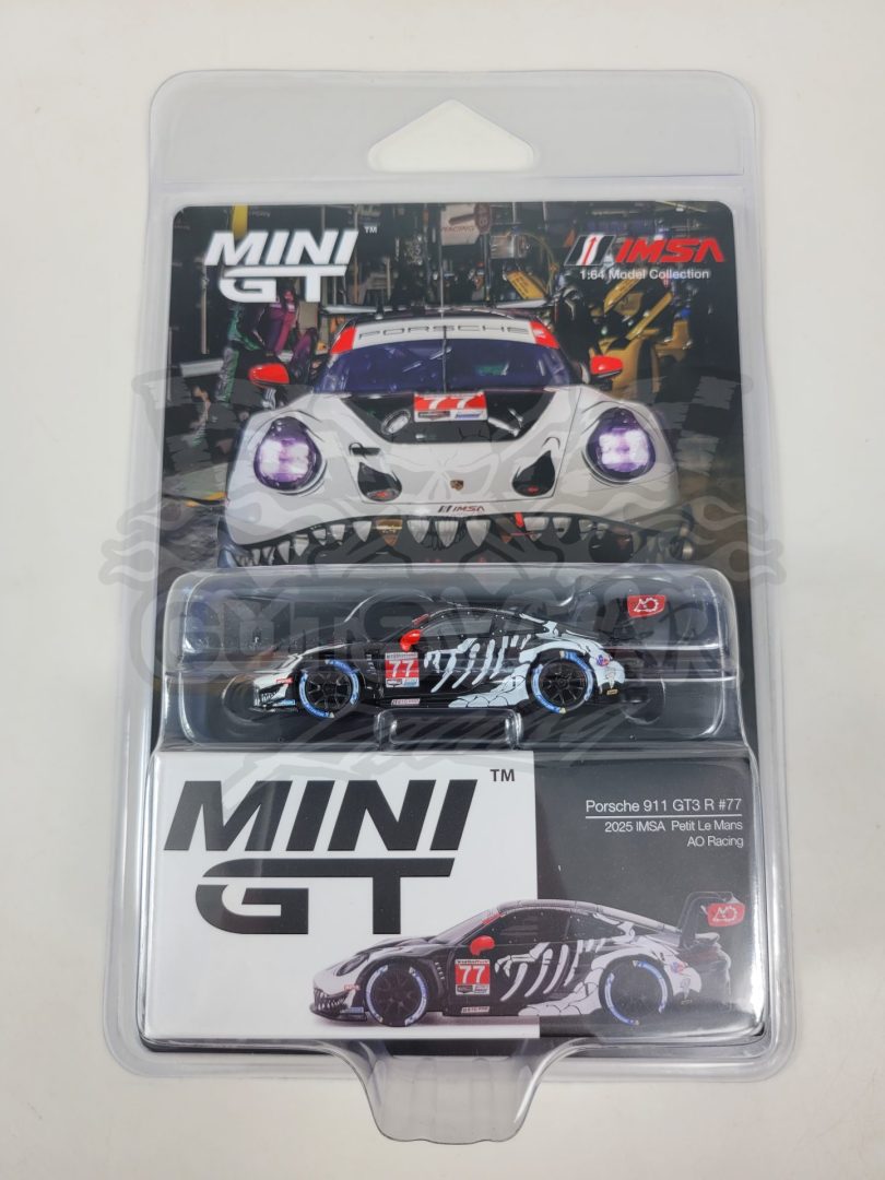 1:64 2025 MGT01143 #77 AO Racing Rexy Skeleton Petit Le Mans Porsche 911 by Mini GT